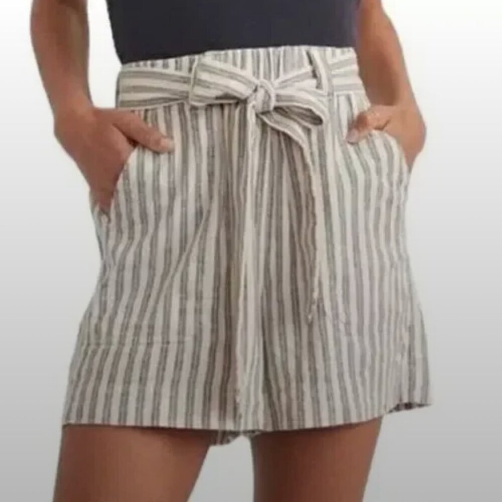Marine Layer Karleigh Belted Striped Beach Shorts size Large